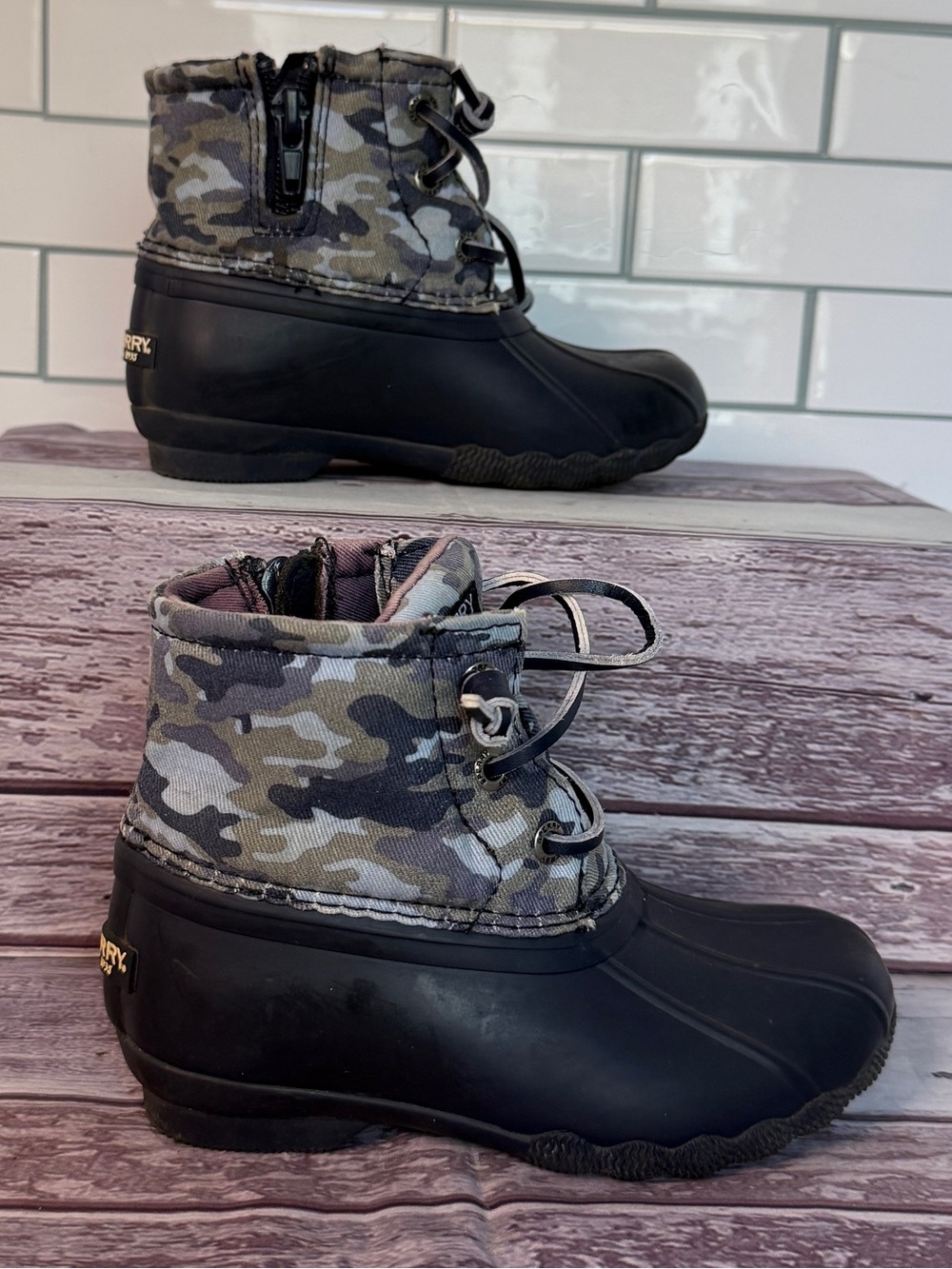 Sperry Toddler Blue 💙Camouflage Boots Size 9 - Picture 2 of 7
